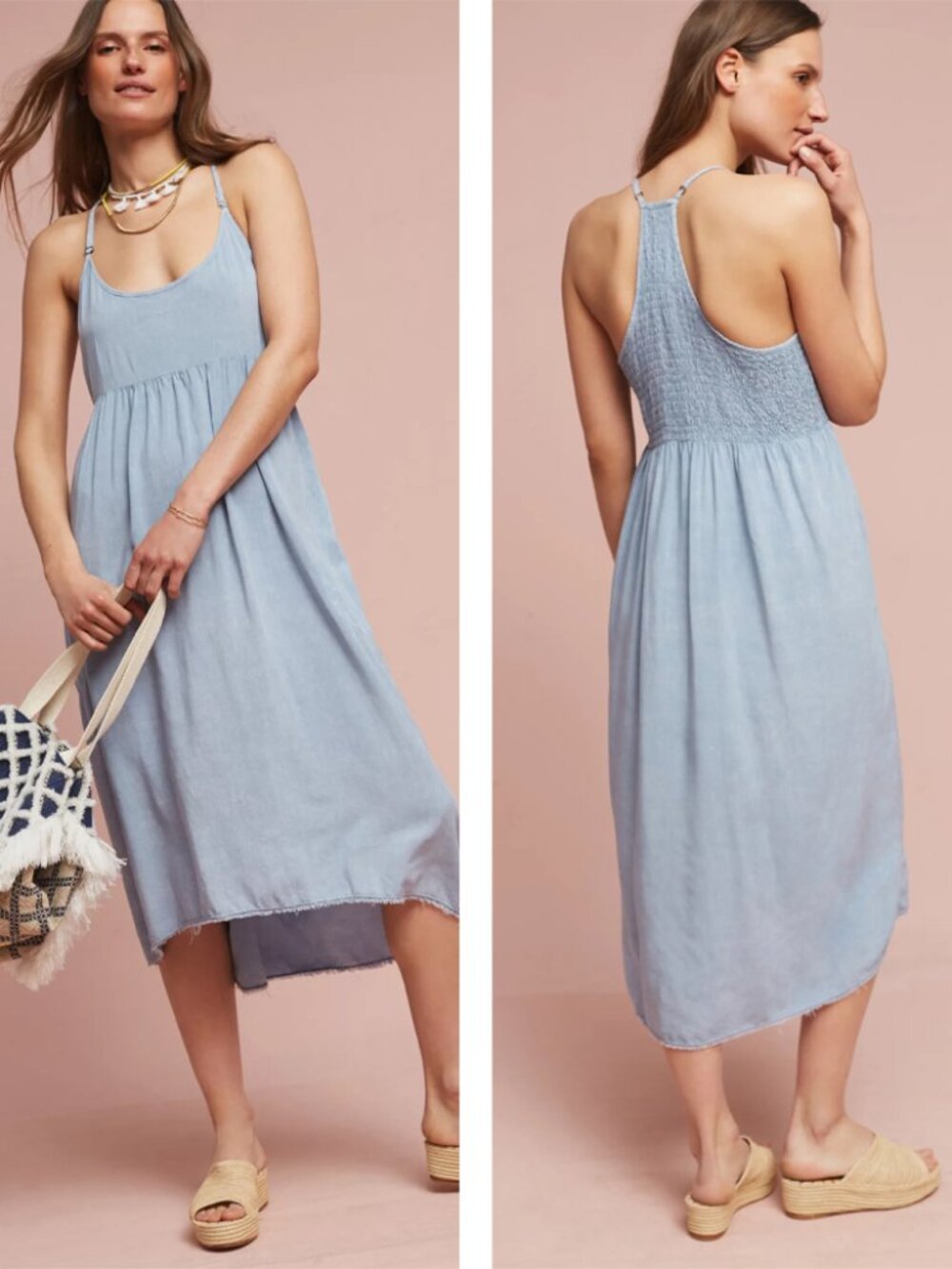 Anthropologie Gwendolyn Chambray Midi Dress